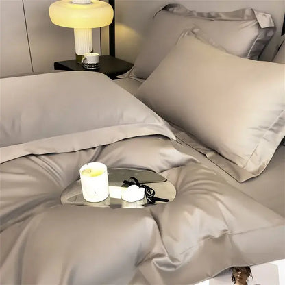 Lavender satin duvet cover set bedroom egyptian cotton bedding