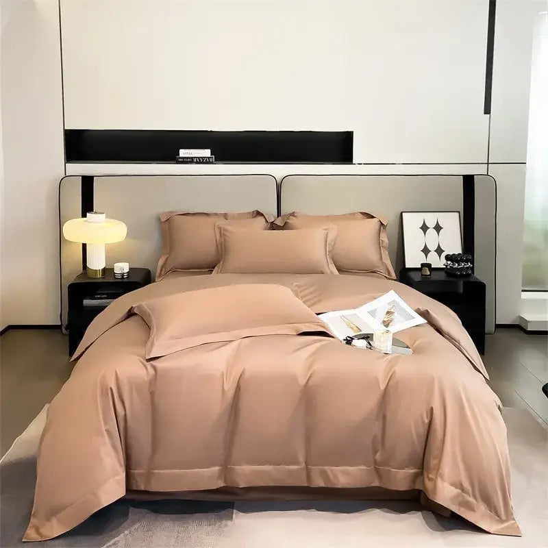 Lavender satin duvet cover set bedroom egyptian cotton bedding
