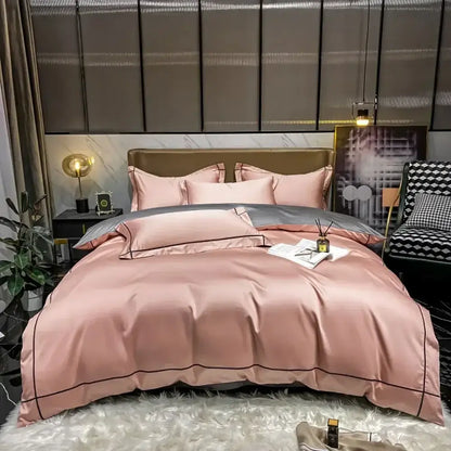 Luxurious navy & gold egyptian cotton duvet cover set bedroom