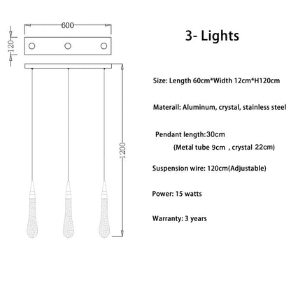 Modern gold crystal light chandelier staircase cascading glass teardrop
