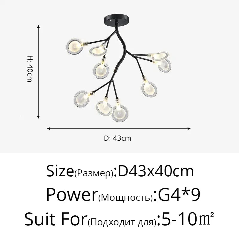 Modern nordic luxurious golden led chandelier dining room globe light