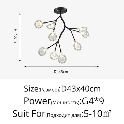 Modern nordic luxurious golden led chandelier dining room globe light
