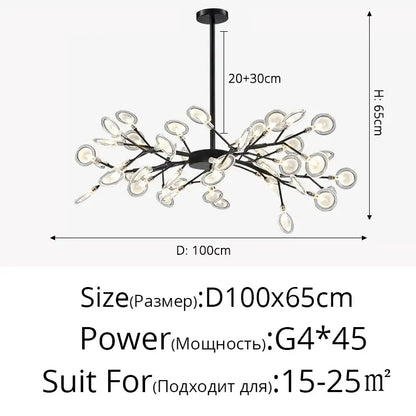 Modern nordic luxurious golden led chandelier dining room globe light