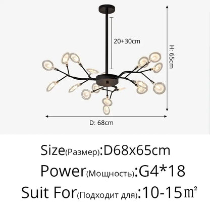 Modern nordic luxurious golden led chandelier dining room globe light