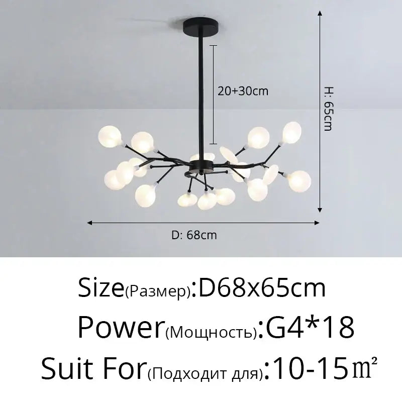 Modern nordic luxurious golden led chandelier dining room globe light