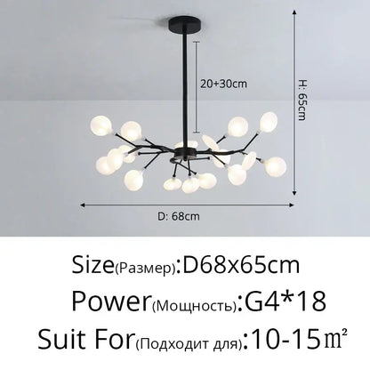 Modern nordic luxurious golden led chandelier dining room globe light