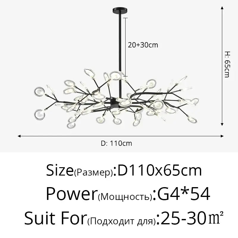 Modern nordic luxurious golden led chandelier dining room globe light