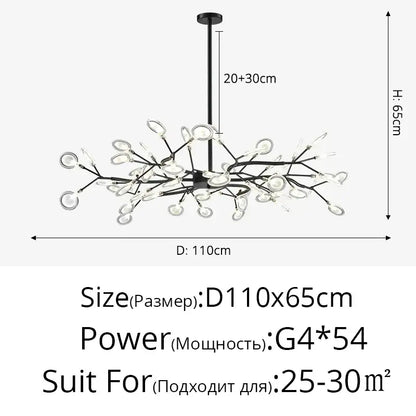 Modern nordic luxurious golden led chandelier dining room globe light