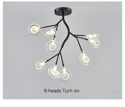 Modern nordic luxurious golden led chandelier dining room globe light