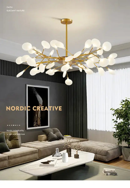 Modern nordic luxurious golden led chandelier dining room globe light