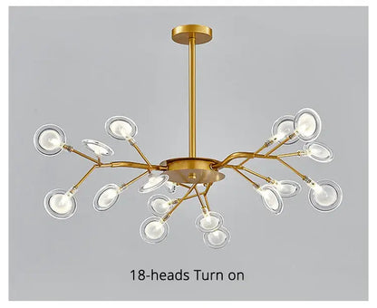 Modern nordic luxurious golden led chandelier dining room globe light
