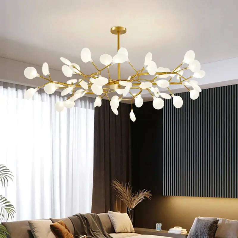 Modern nordic luxurious golden led chandelier dining room globe light