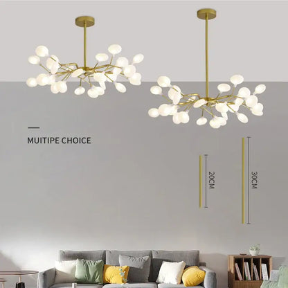 Modern nordic luxurious golden led chandelier dining room globe light