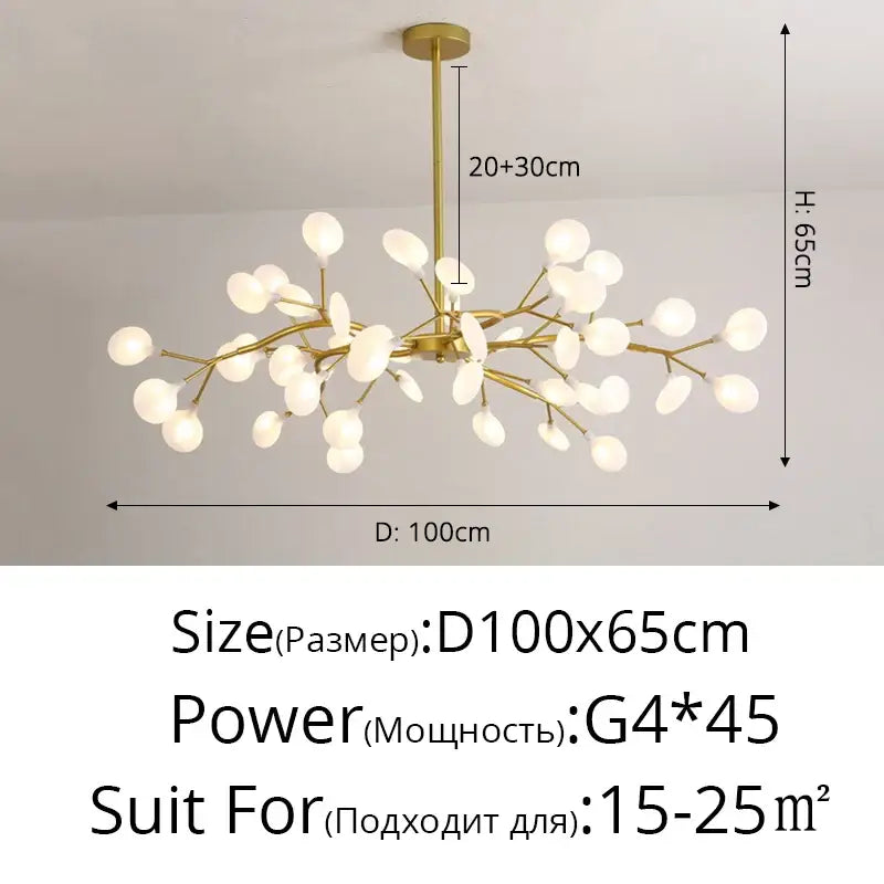 Modern nordic luxurious golden led chandelier dining room globe light