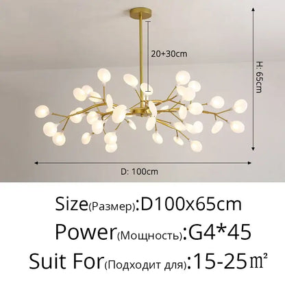 Modern nordic luxurious golden led chandelier dining room globe light