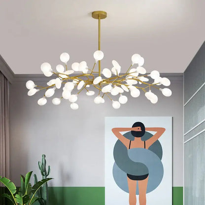 Modern nordic luxurious golden led chandelier dining room globe light