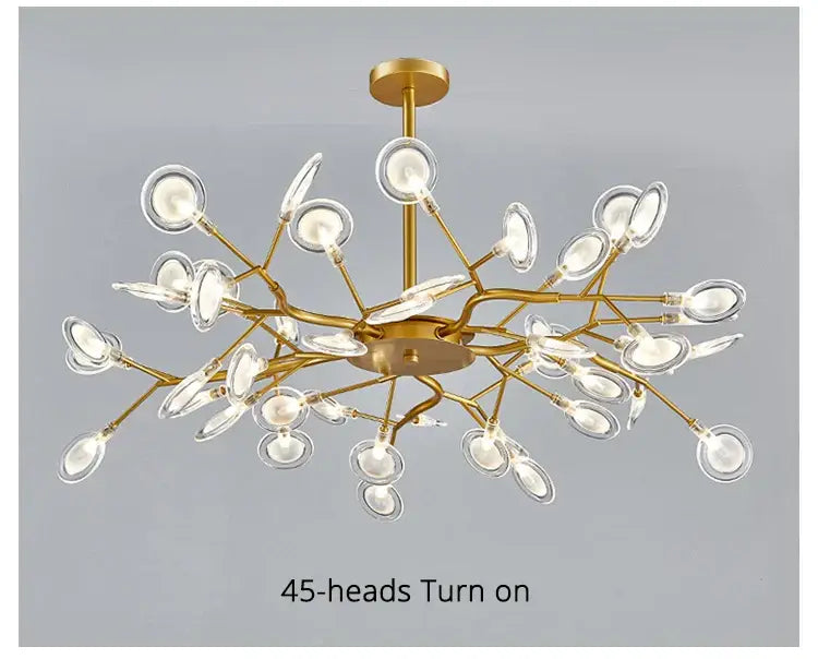 Modern nordic luxurious golden led chandelier dining room globe light