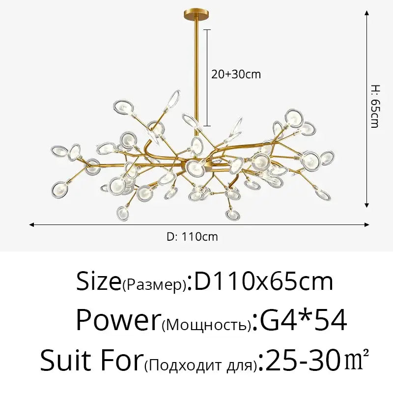 Modern nordic luxurious golden led chandelier dining room globe light