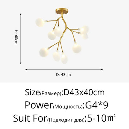 Modern nordic luxurious golden led chandelier dining room globe light