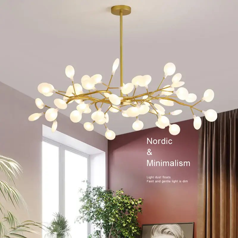 Modern nordic luxurious golden led chandelier dining room globe light