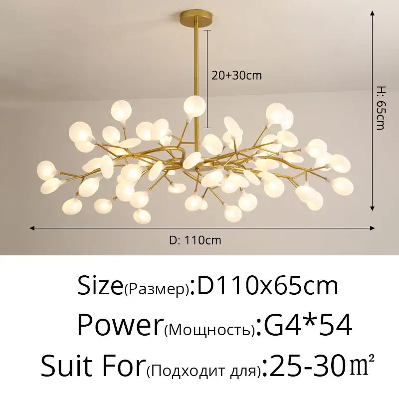 Modern nordic luxurious golden led chandelier dining room globe light