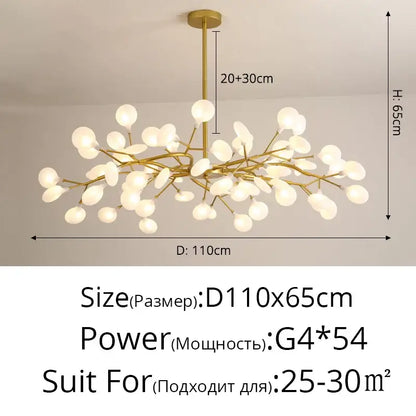 Modern nordic luxurious golden led chandelier dining room globe light