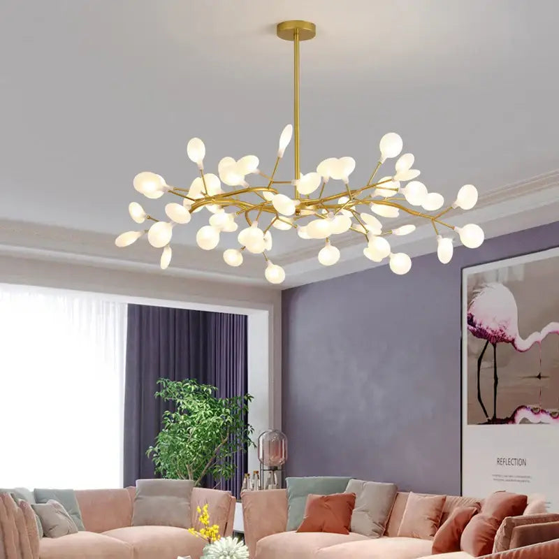 Modern nordic luxurious golden led chandelier dining room globe light