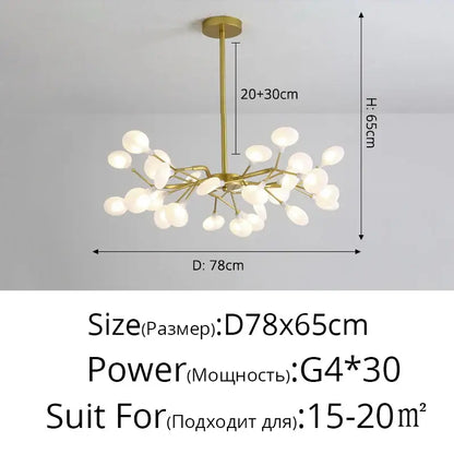 Modern nordic luxurious golden led chandelier dining room globe light