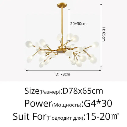 Modern nordic luxurious golden led chandelier dining room globe light