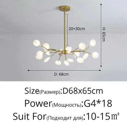 Modern nordic luxurious golden led chandelier dining room globe light