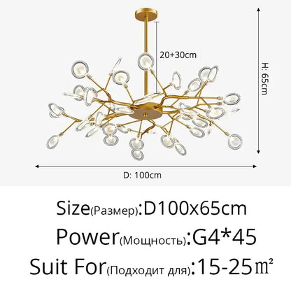 Modern nordic luxurious golden led chandelier dining room globe light