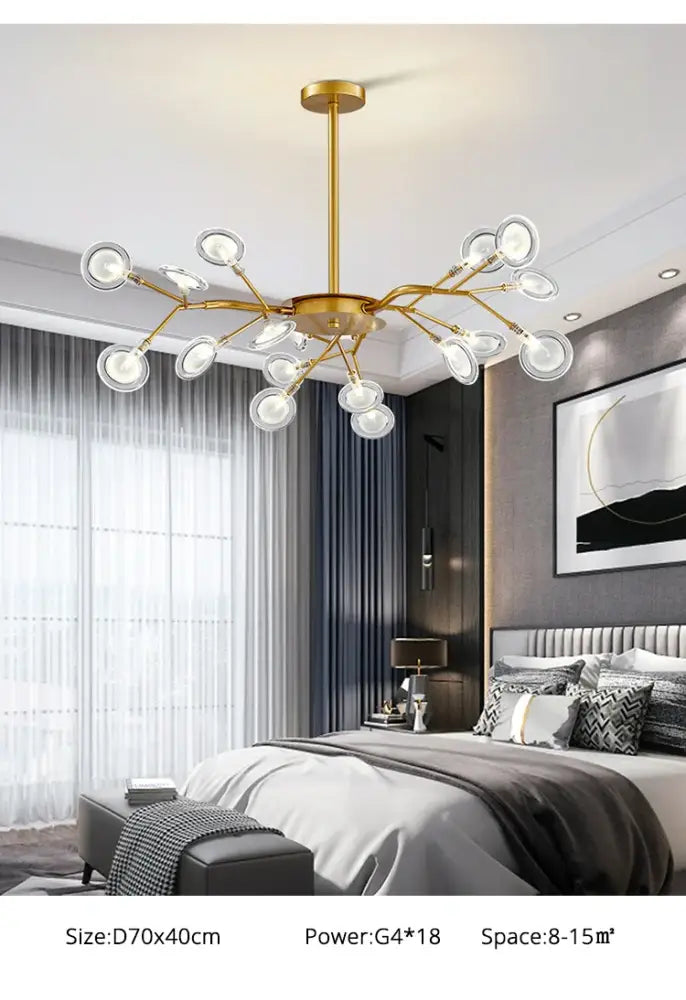 Modern nordic luxurious golden led chandelier dining room globe light