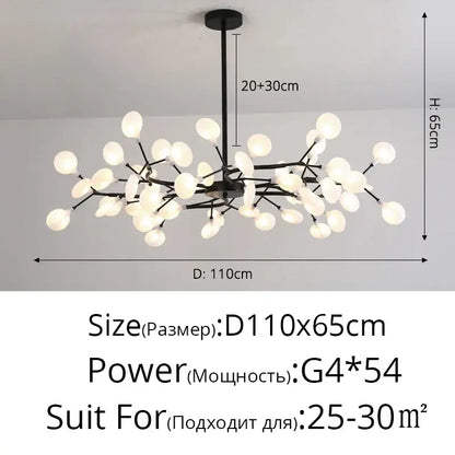 Modern nordic luxurious golden led chandelier dining room globe light