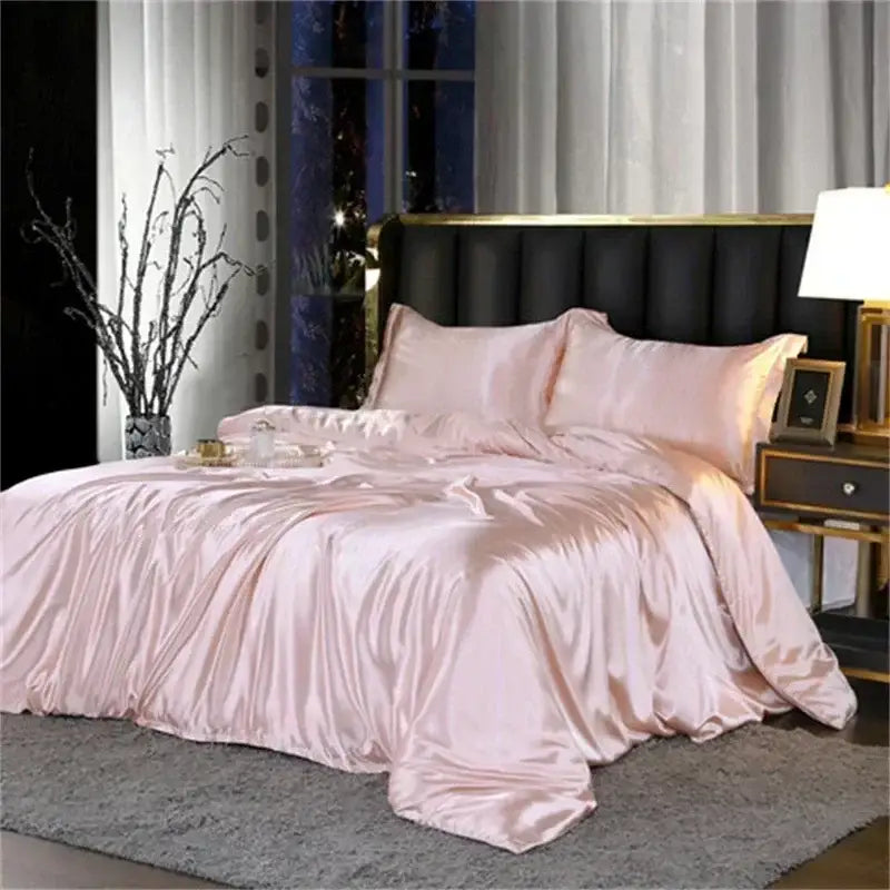 Luxurious silver mulberry silk duvet cover bedding set bedroom