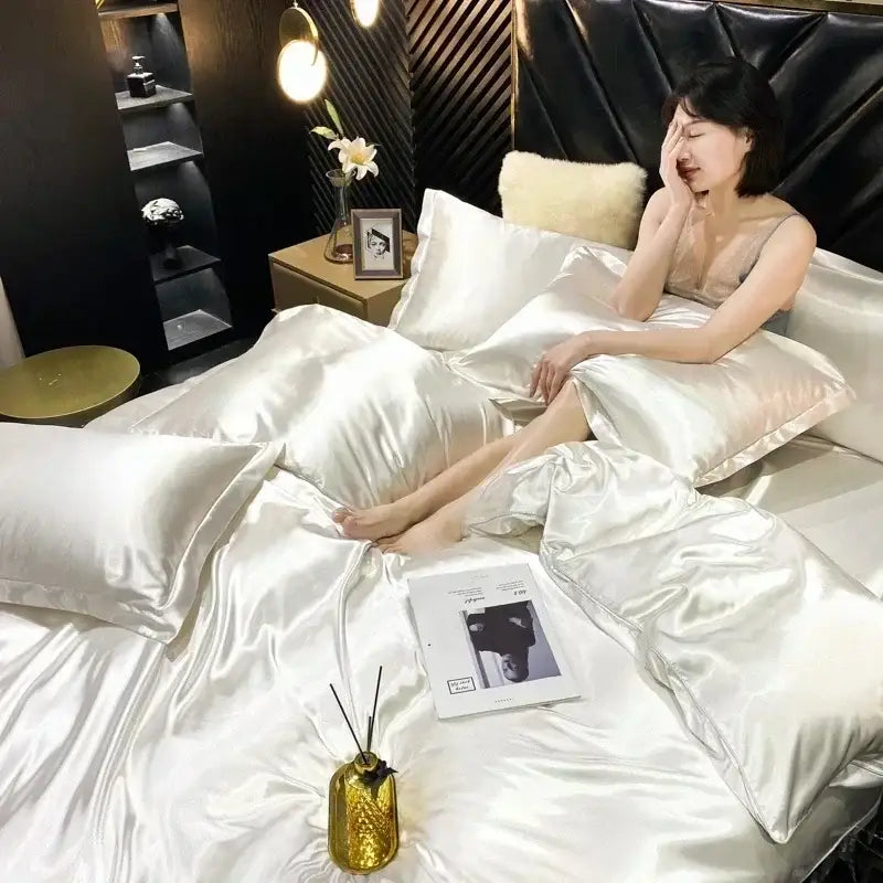 Vibrant yellow mulberry silk bedding set bedroom duvet cover