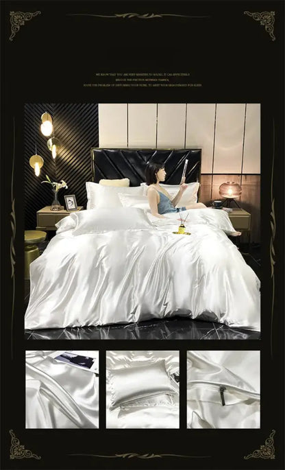 Luxurious copper mulberry silk bedding set bedroom duvet cover