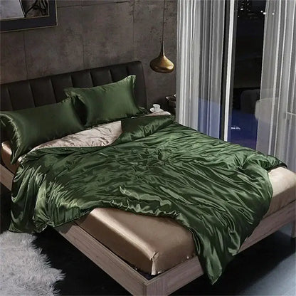 Luxurious purple mulberry silk bedding set for bedroom comfort