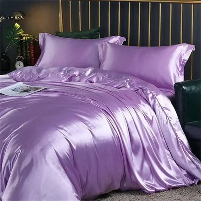 Luxurious purple mulberry silk bedding set for bedroom comfort