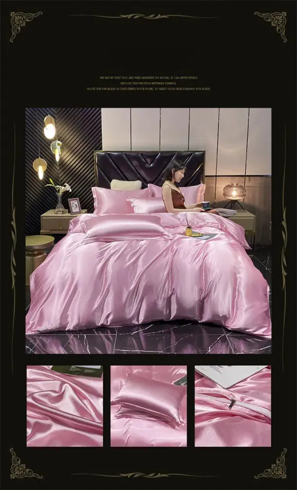 Luxurious gold mulberry silk bedding set bedroom duvet cover