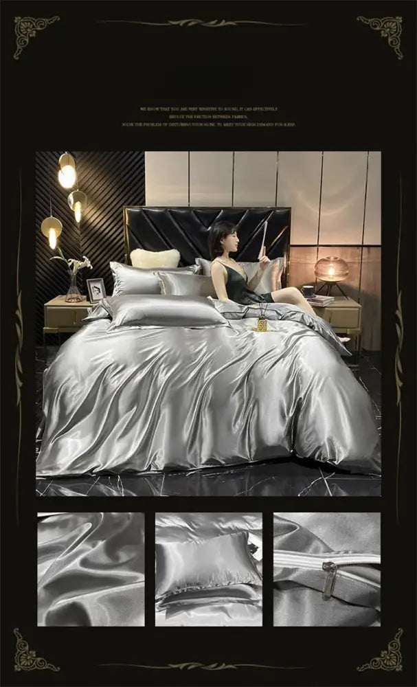 Luxurious yellow mulberry silk bedding set – bedroom duvet cover