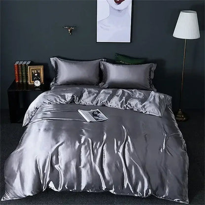 Luxurious purple mulberry silk bedding set for bedroom comfort