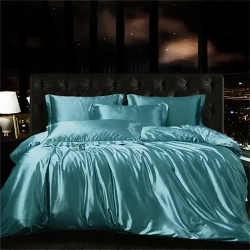 Luxurious purple mulberry silk bedding set for bedroom comfort
