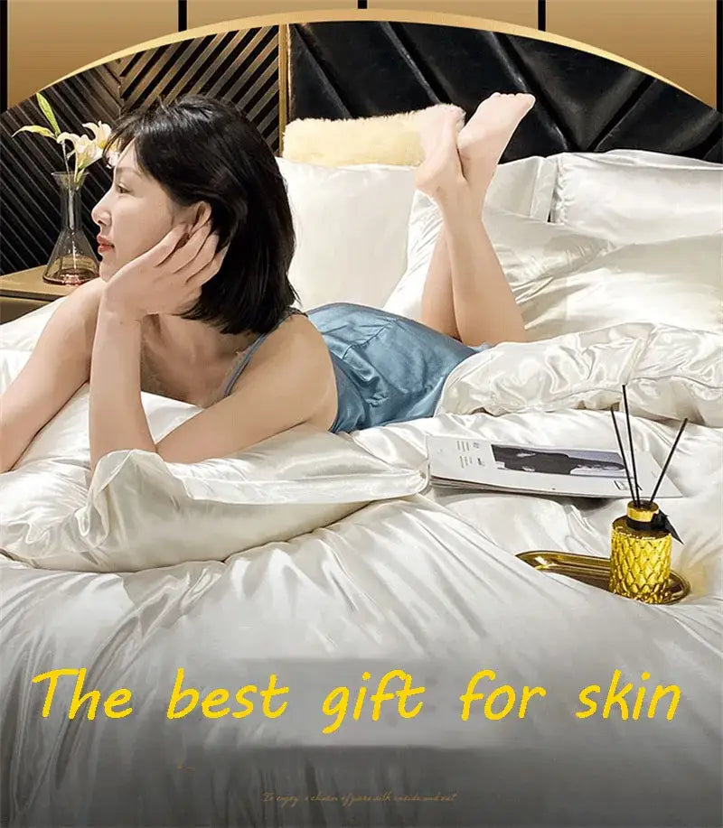 Luxurious yellow mulberry silk bedding set – bedroom duvet cover