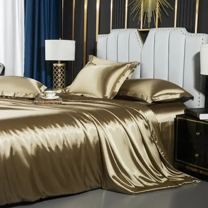 Luxurious lavender satin duvet cover set bedroom bedding