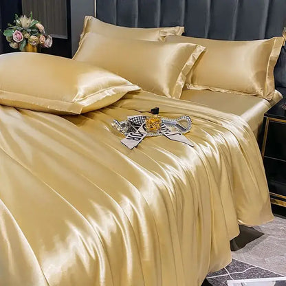 Luxurious lavender satin duvet cover set bedroom bedding