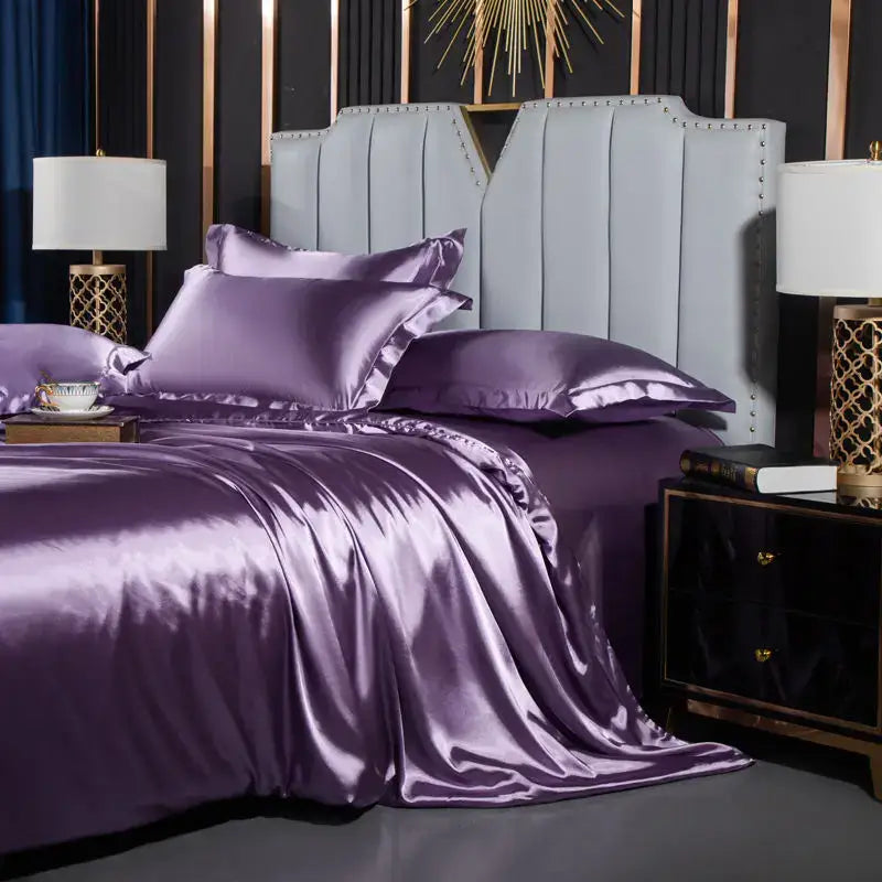 Luxurious black satin silk duvet cover set – bedroom bedding