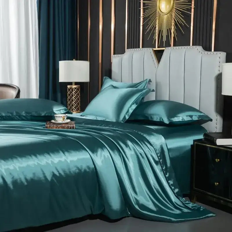 Luxurious black satin silk duvet cover set – bedroom bedding