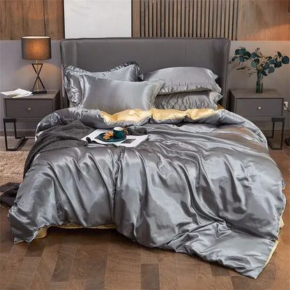 Luxurious purple glossy solid color bedding set bedroom duvet cover
