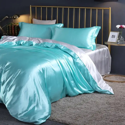 Luxurious crimson satin bedding set – bedroom duvet cover and sheets