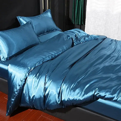 Luxurious crimson satin bedding set – bedroom duvet cover and sheets